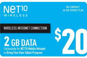 Net 10 Data Card 2GB 30 Day $20 eGift